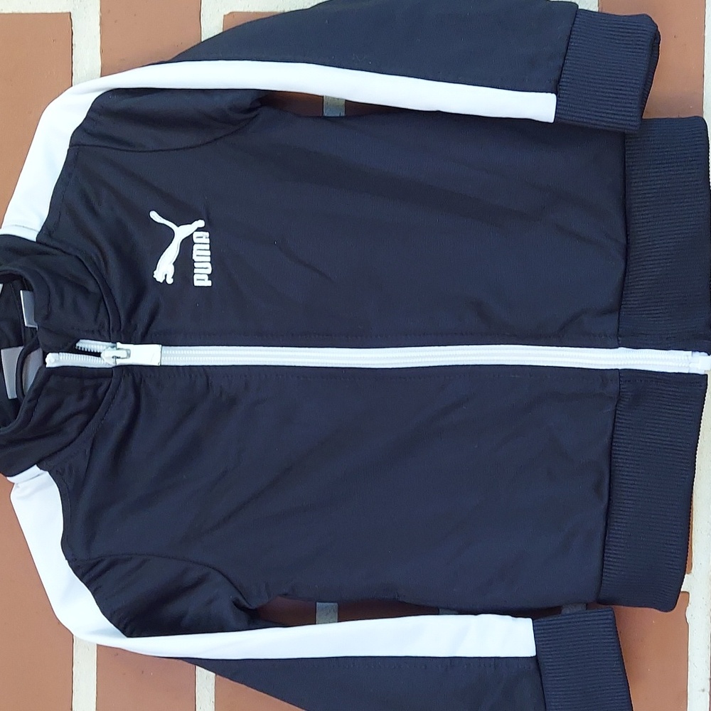 Puma 2T track Jacket Black White Zip front